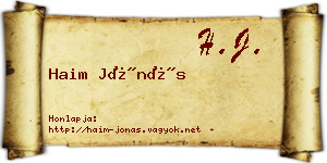 Haim Jónás névjegykártya
